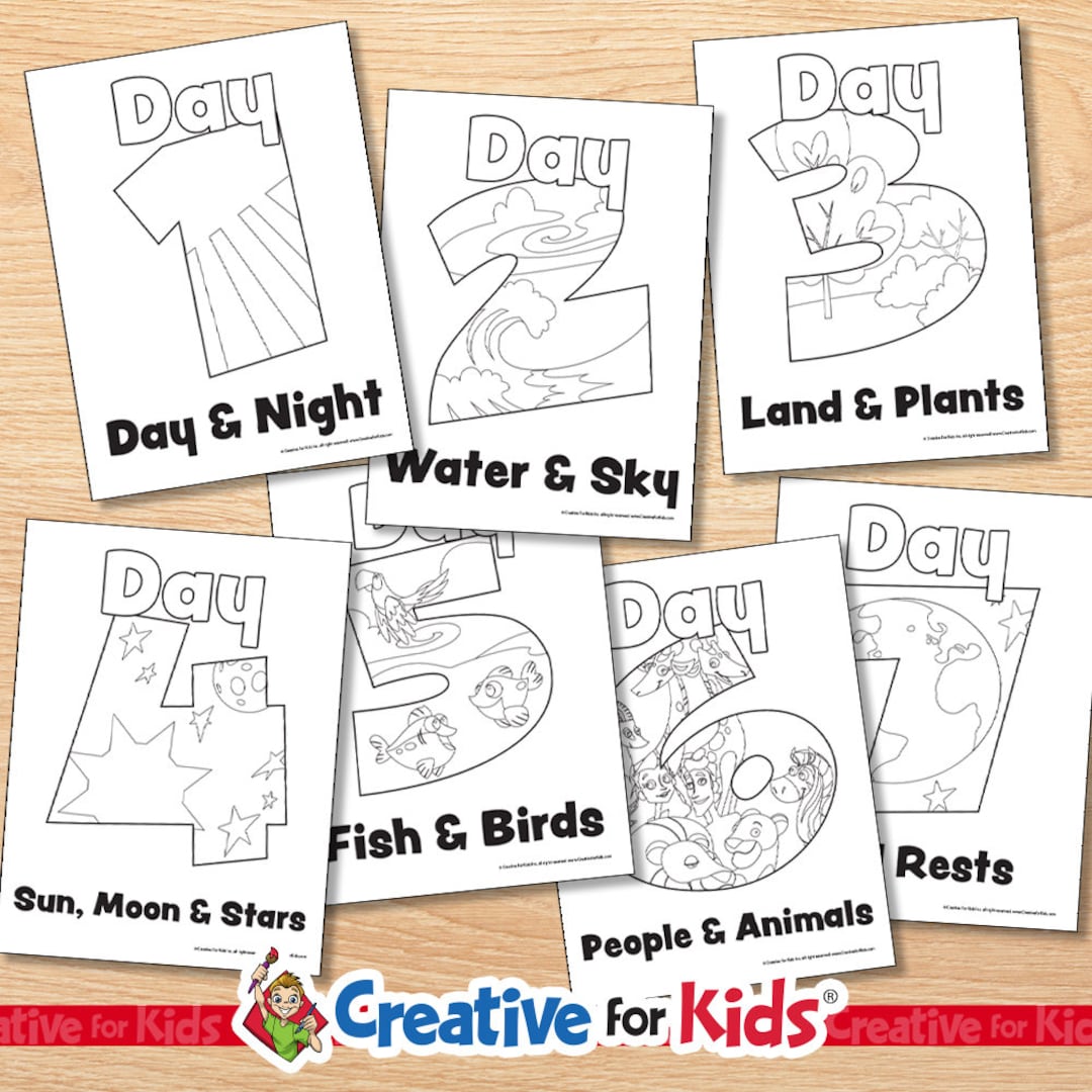 Days of creation color pages days of creation printable sunday school craft days of creation activity creation coloring page