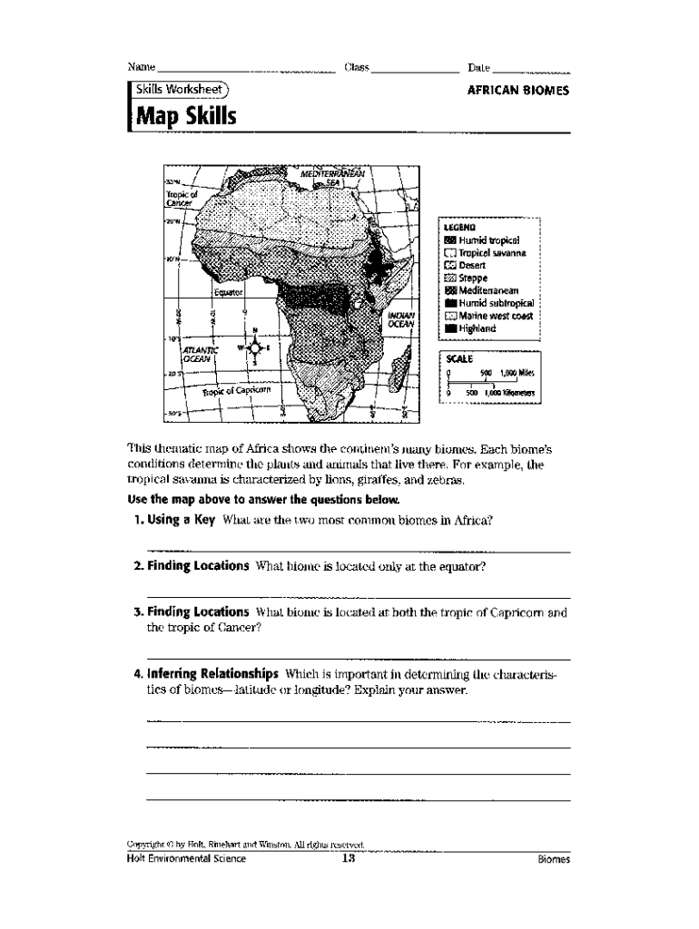 Map skills african biomes answer key