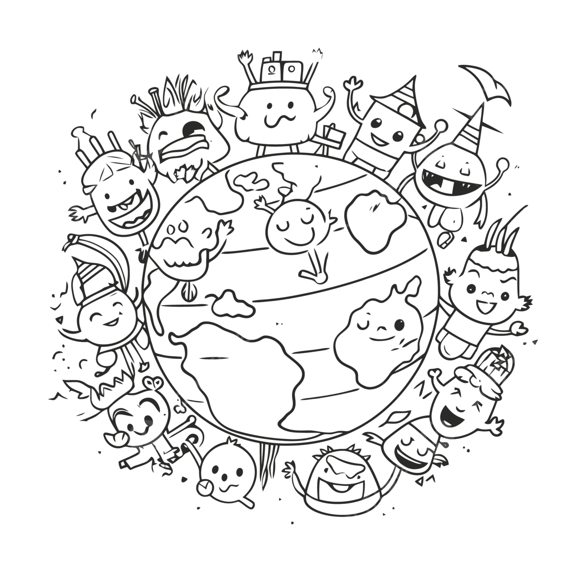 Coloring page kids all around the globe outline sketch drawing vector wing drawing globe drawing ring drawing png and vector with transparent background for free download