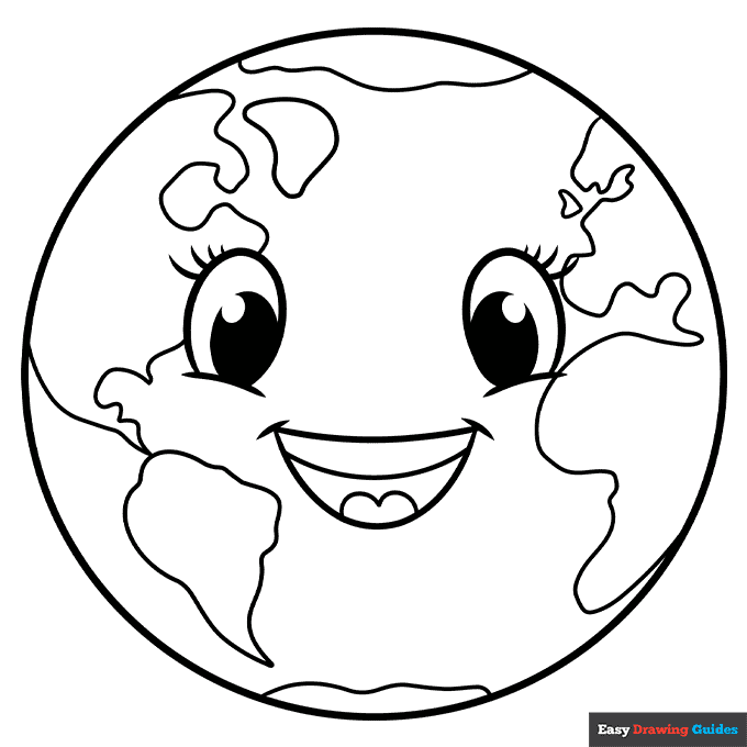 Cartoon world coloring page easy drawing guides