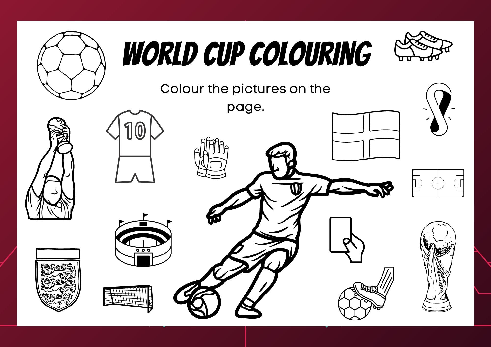 A football world cup colouring pag printable soccer england