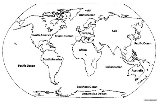 Printable world map coloring page for kids