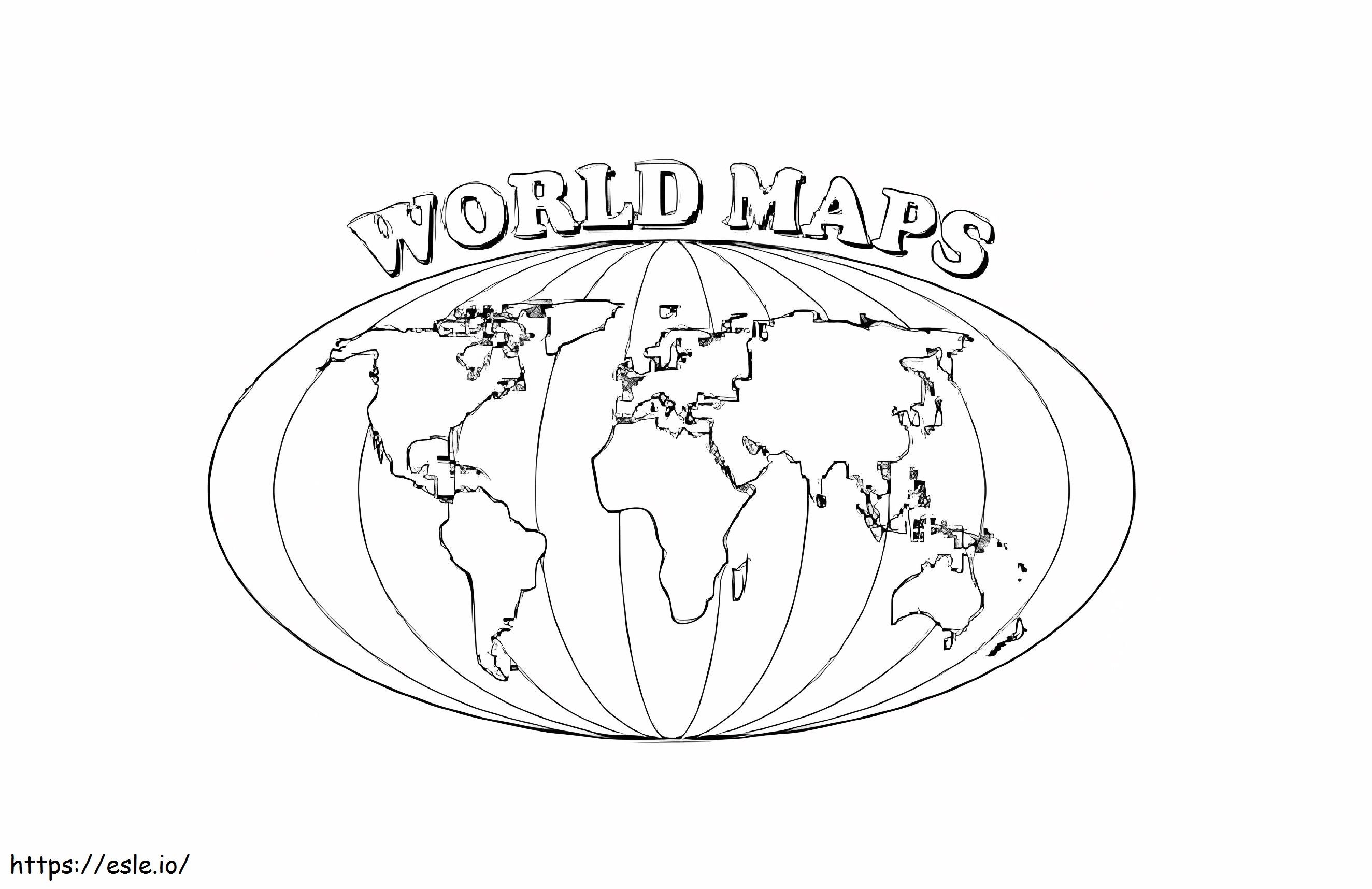 World map coloring coloring page