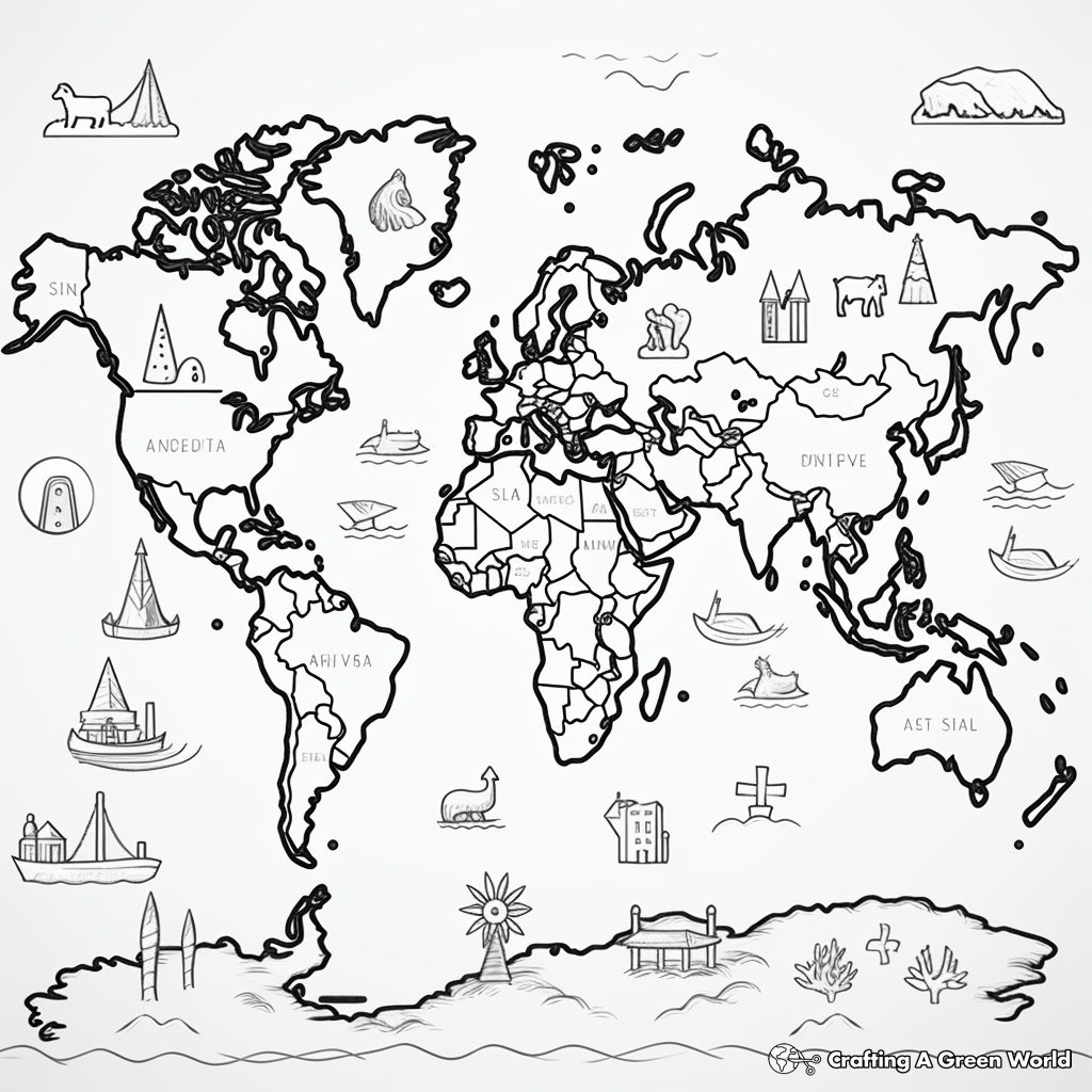 World map coloring pages