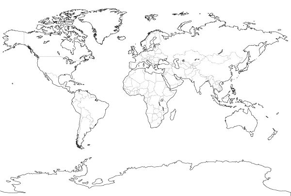 Outline world map pdf and vector eps world map printable world map coloring page blank world map
