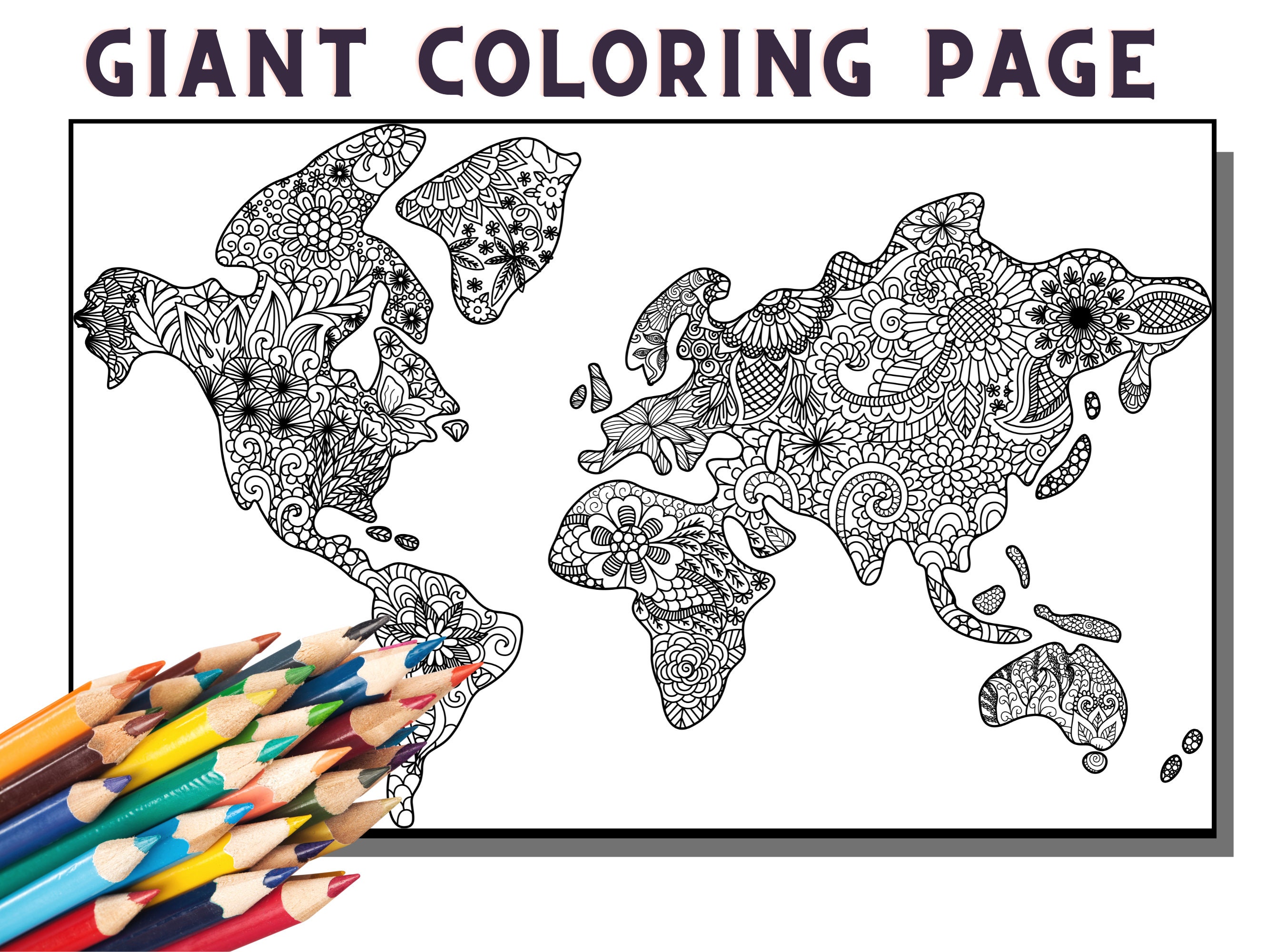 World map coloring page classroom geography learn geography abstract art floral coloring page for adult world map png world map poster