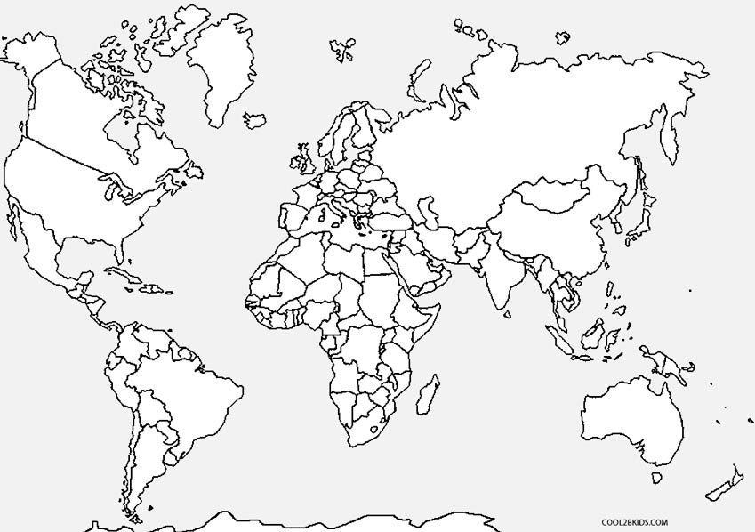 Printable world map coloring page for kids
