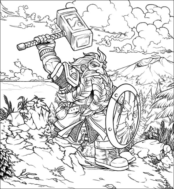 Dwarf on the march adult coloring pages coloring books coloring pages