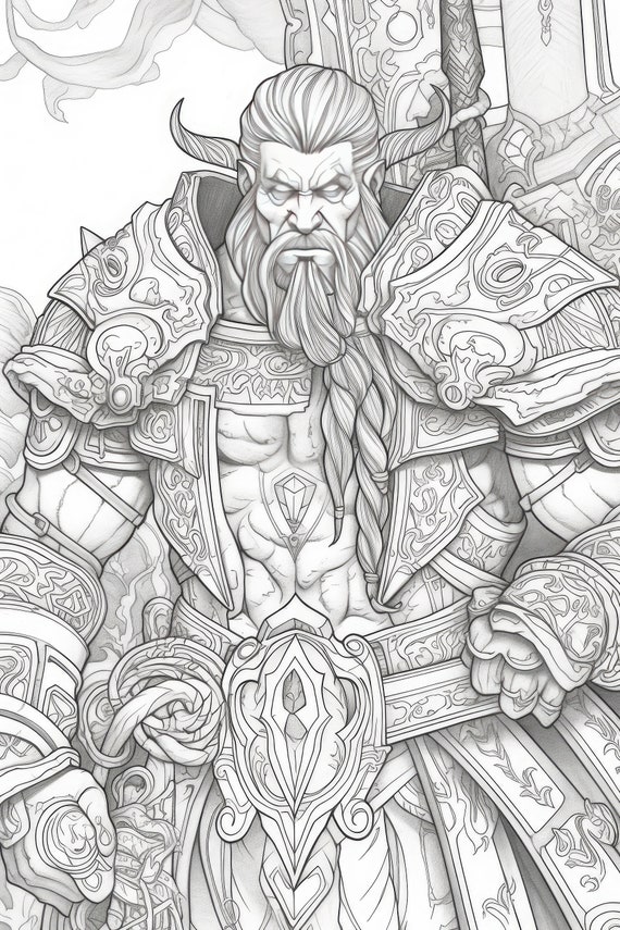 World of warcraft printable coloring pages adults instant digital download grayscale coloring pages printable pdf