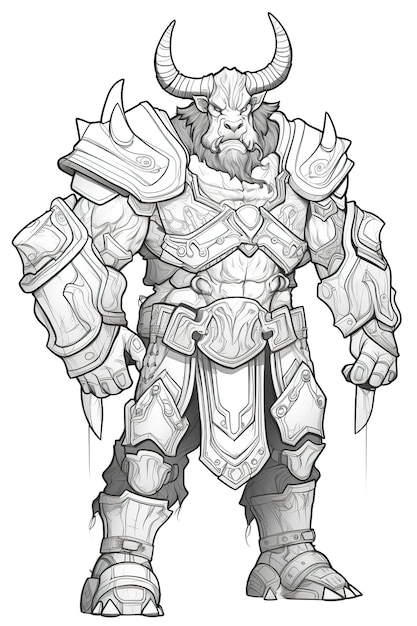 Premium ai image a drawing of a minotaur coloring page for kids generative ai