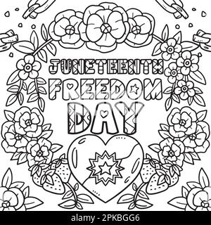 Juneteenth freedom day coloring page for kids stock vector image art