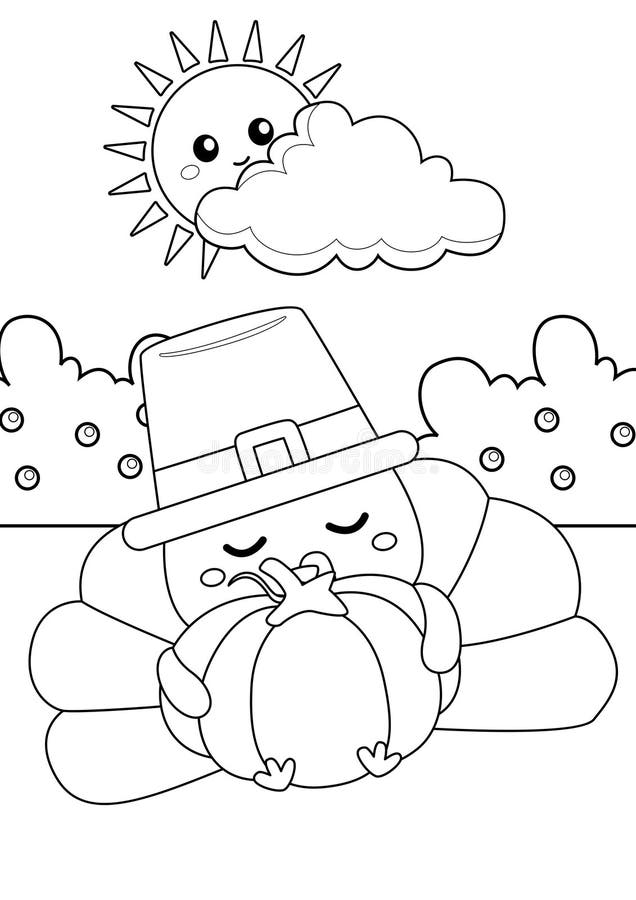 Thanksgiving holiday turkey bird celebrate coloring pages a for kids and adult stock illustration