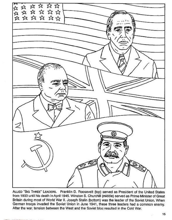 Coloring page roosevelt churchull stalin
