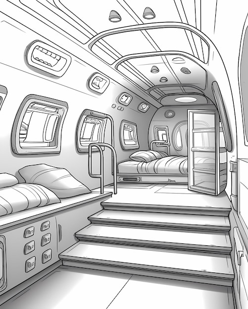 Premium ai image underwater adventure world war submarine coloring page for kids