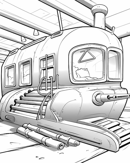 Premium ai image underwater adventure world war submarine coloring page for kids