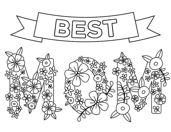 Printable best mom coloring page