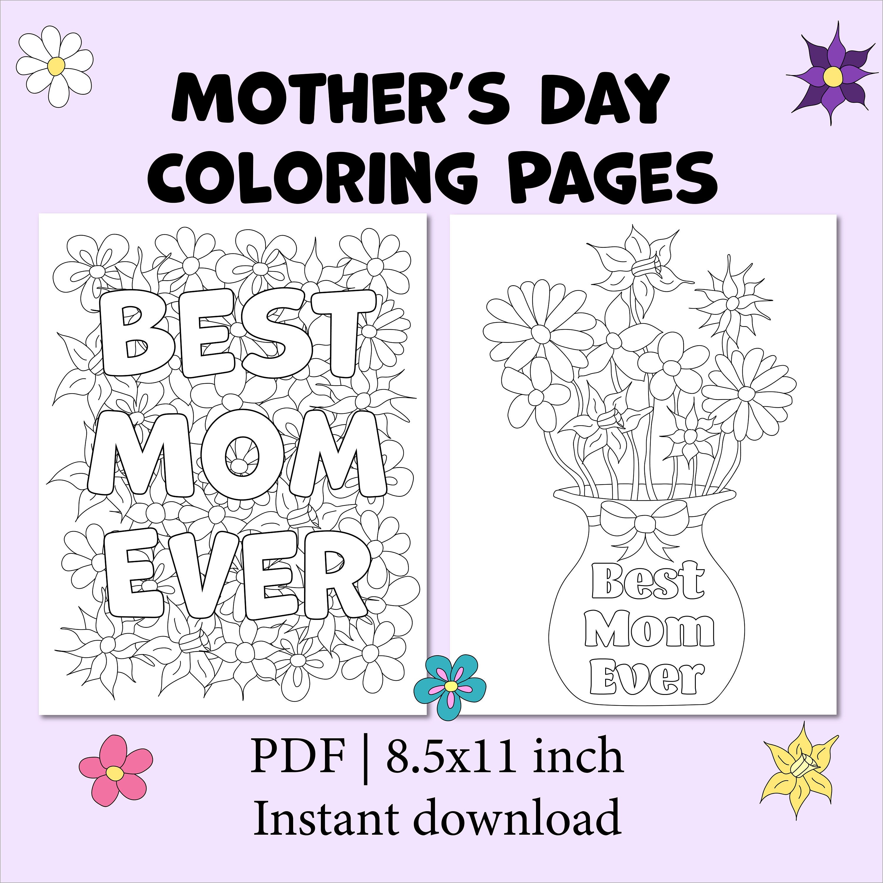 Mothers day coloring pages gift for mom mothers day gift from child printable mothers day activity