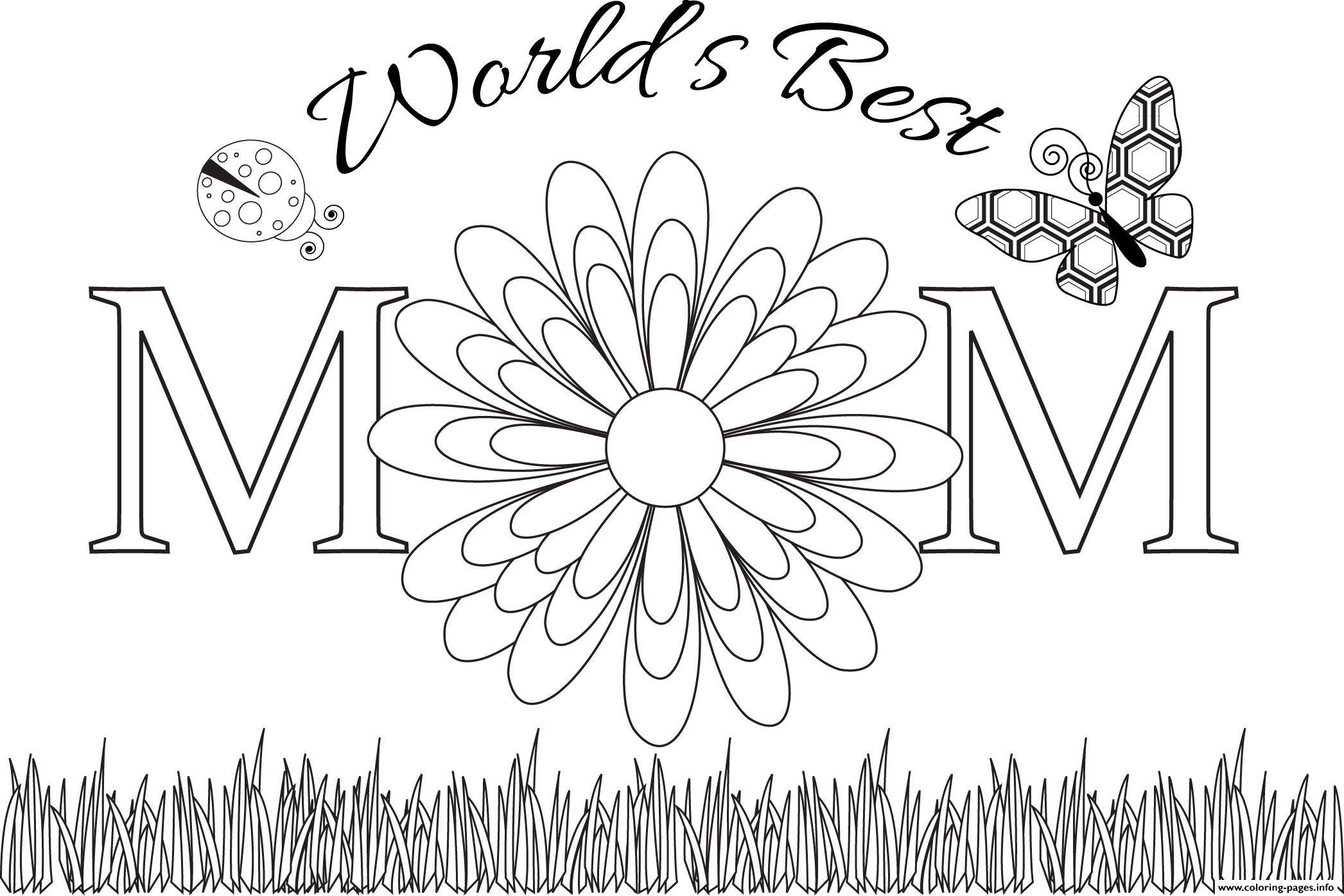 Worlds best mom mothers day coloring page printable