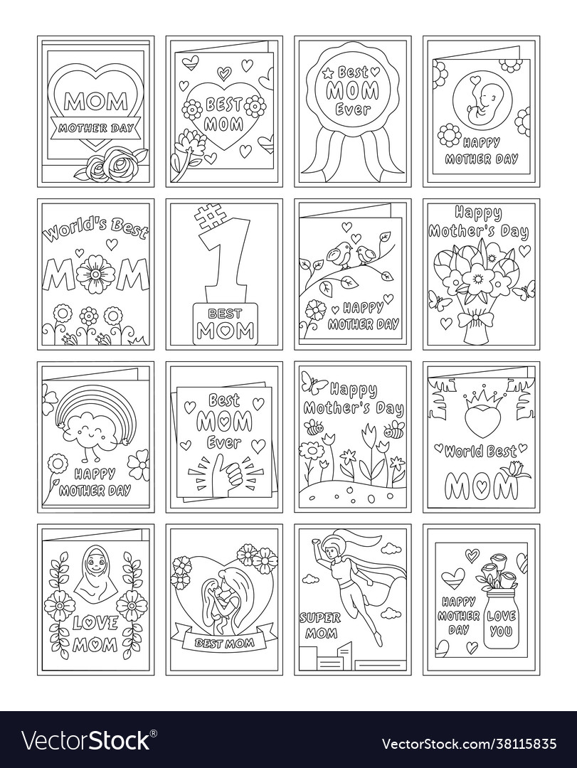 Pack best mom coloring page royalty free vector image