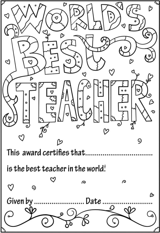 Worlds best teacher diploma fãrbung seite