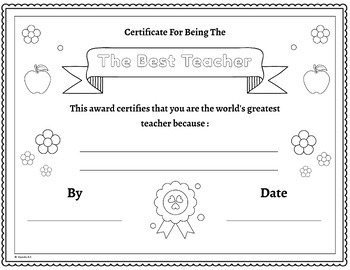 World teachers day coloring certificates appreciation certificates