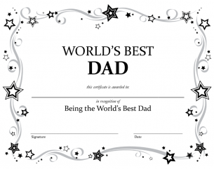 Worlds best dad certificate