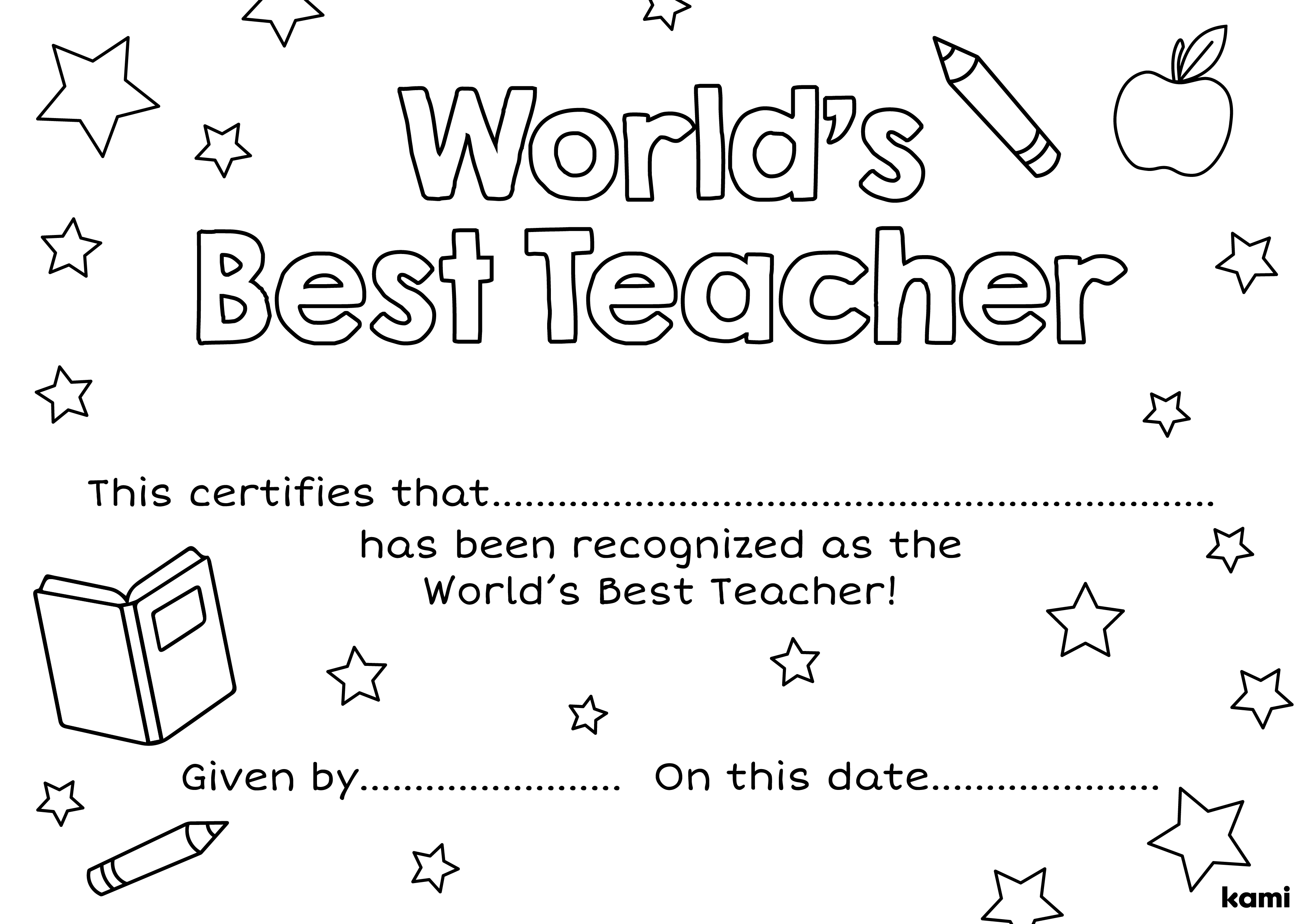 World teachers day award blank for teachers perfect for grades st nd rd th th k pre k other classroom resources kami library