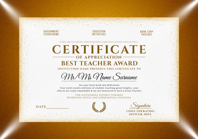 Teacher appreciation certificate template