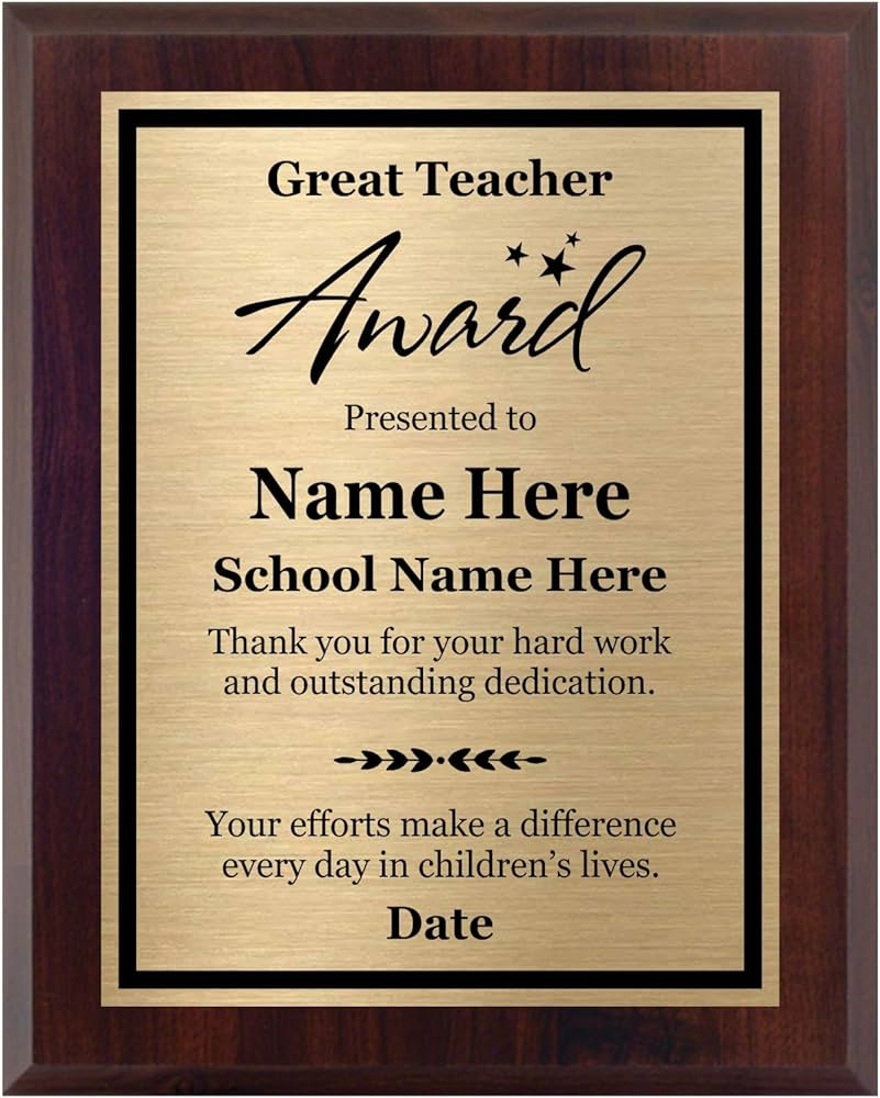 Personalized teacher award