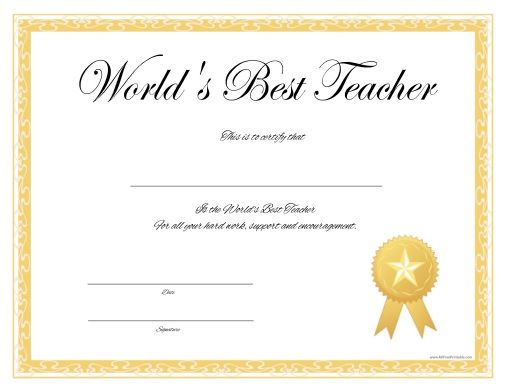 Celebrate your favorite teacher with a free printable certificate
