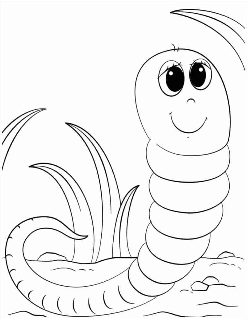 Cute worm coloring page