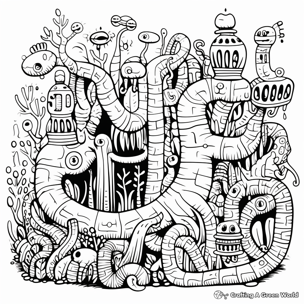 Worm coloring pages