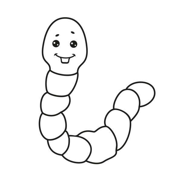 Coloring page with a cute worm vector illustration stock illustration