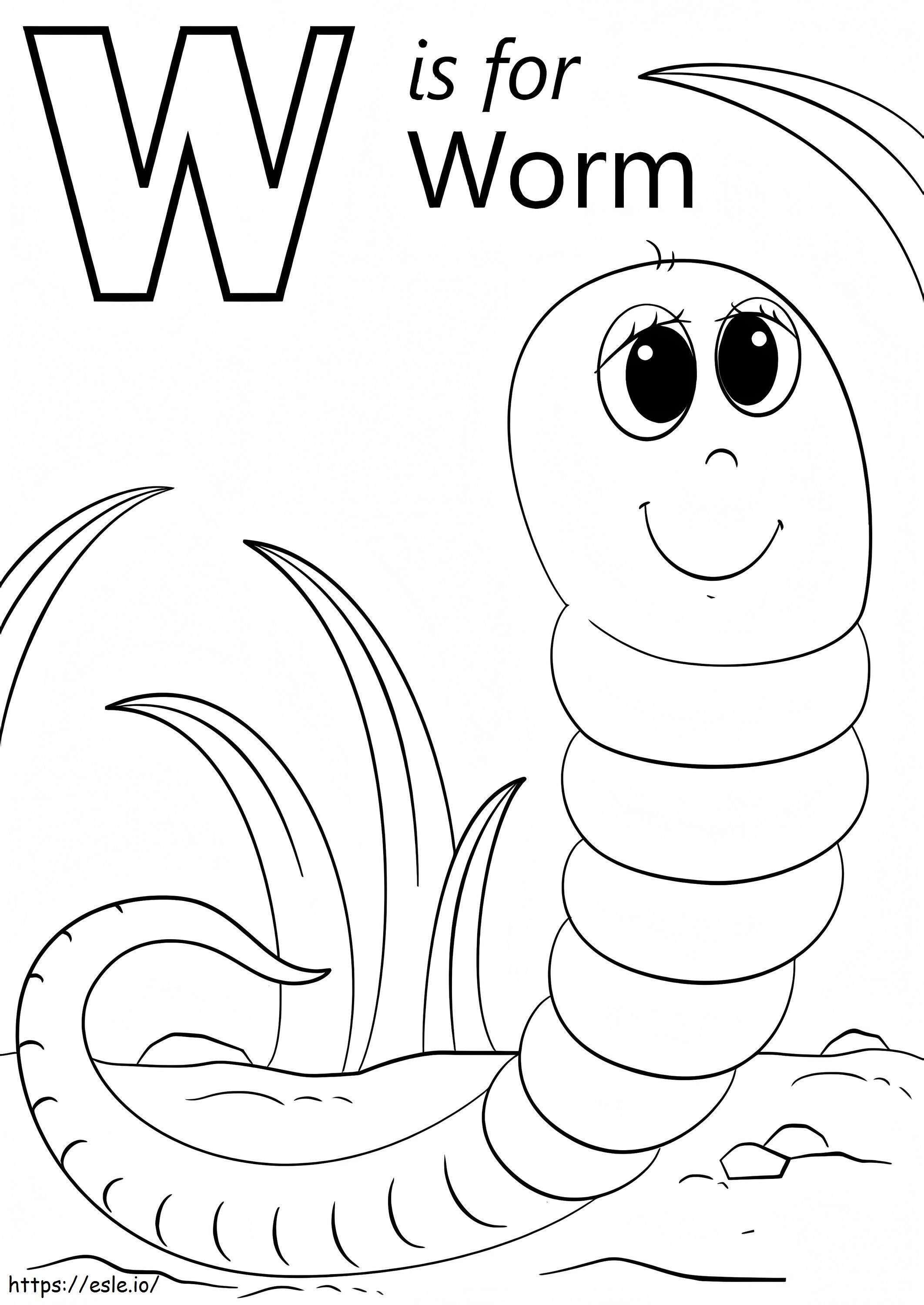 Worm letter w coloring page