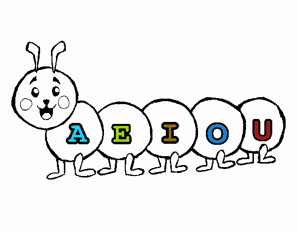Colored page worm with vowels painted by user not registered