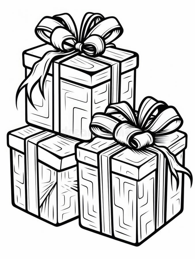 Colouring page outline christmas presents stock illustrations â colouring page outline christmas presents stock illustrations vectors clipart