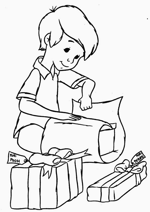 Children themed christmas coloring pages