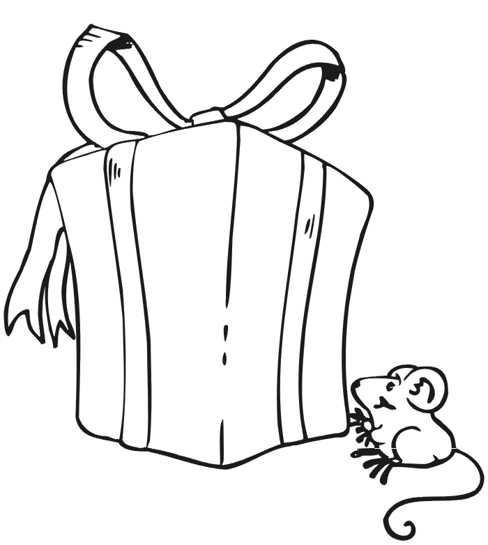 Christmas present coloring page wrapped present