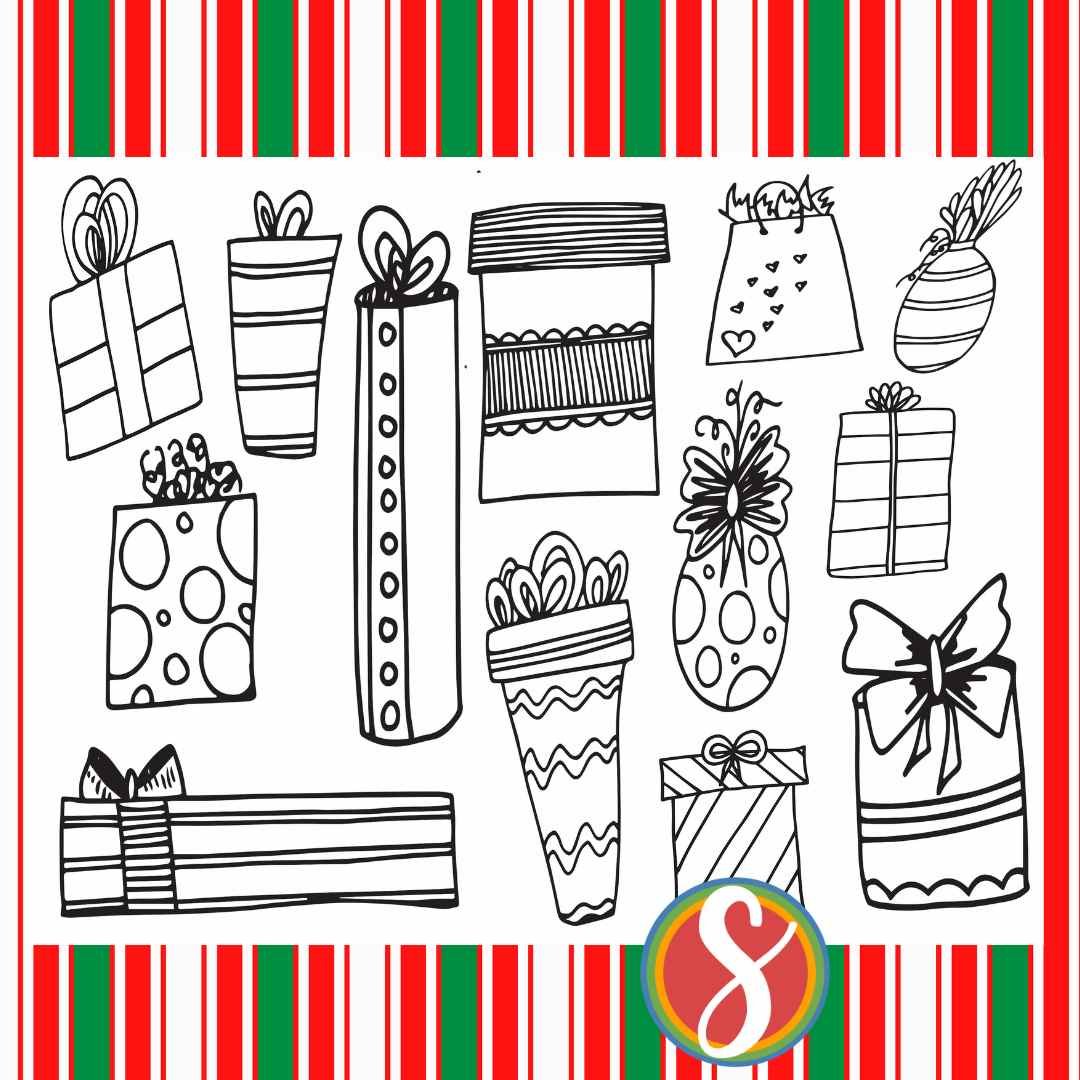 Free christmas presents coloring pages â stevie doodles