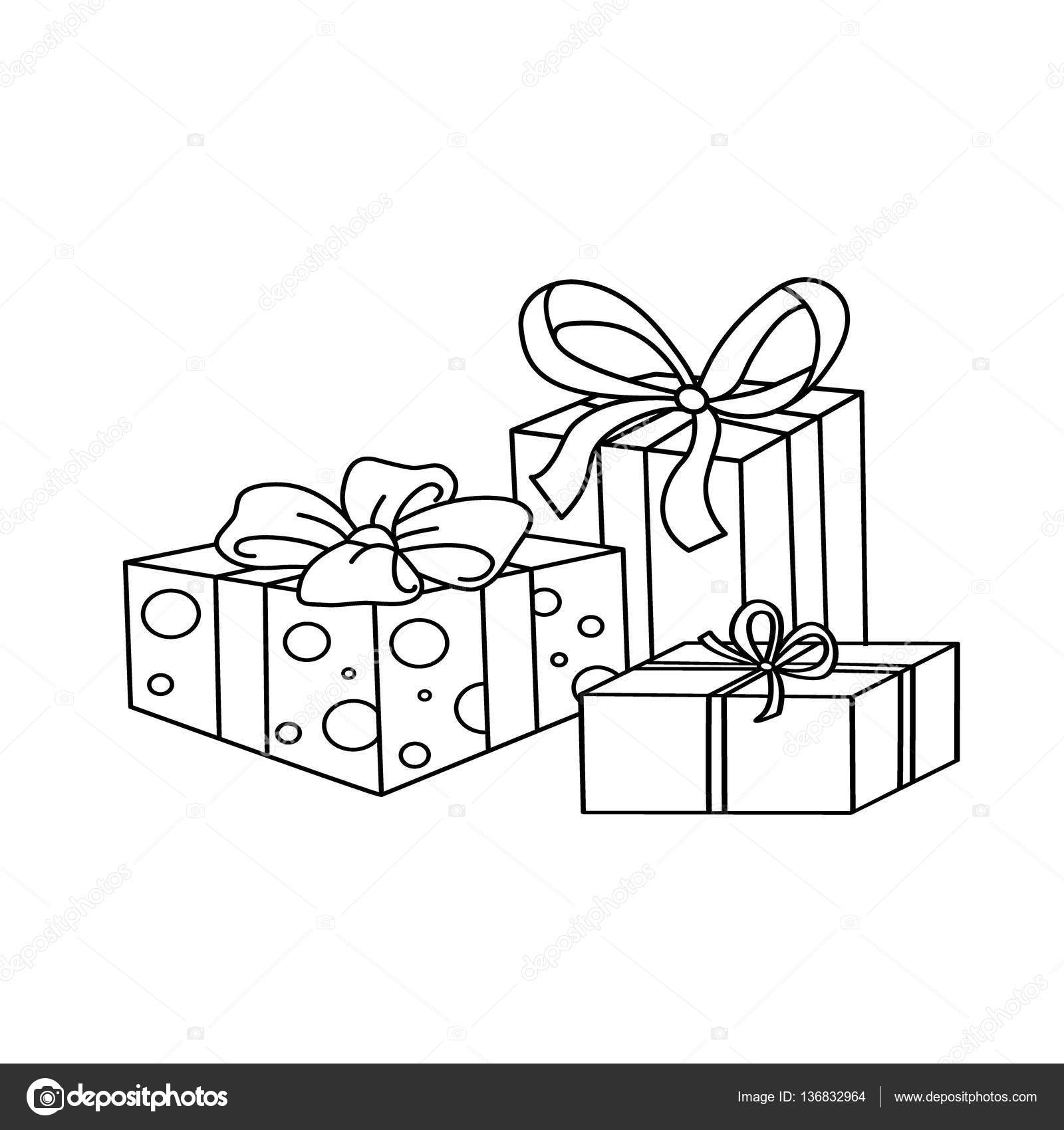 Coloring page outline of cartoon holiday gifts coloring book fo stock vector by oleon
