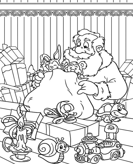 Free easy to print christmas presents coloring pages