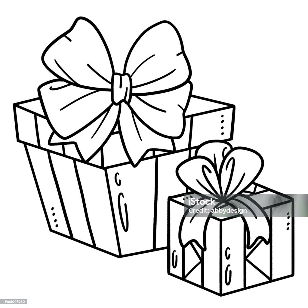 Birthday gift isolated coloring page for kids stock illustration