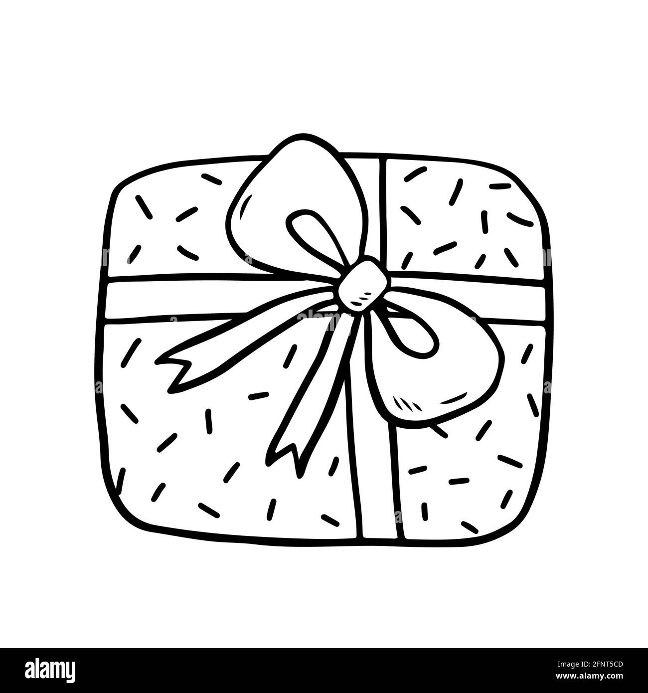 Festive wrapped gift with a bow isolated on white background vector hand