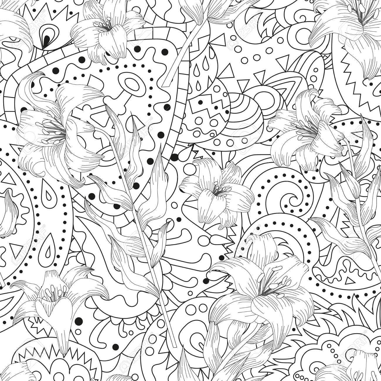 Seamless pattern with beautiful garden flowers