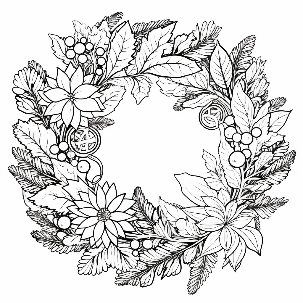 Christmas wreath coloring pages
