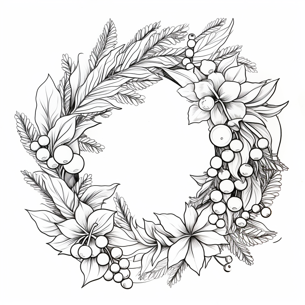 Christmas wreath coloring pages