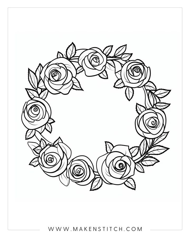 Roses coloring pages for kids and adults