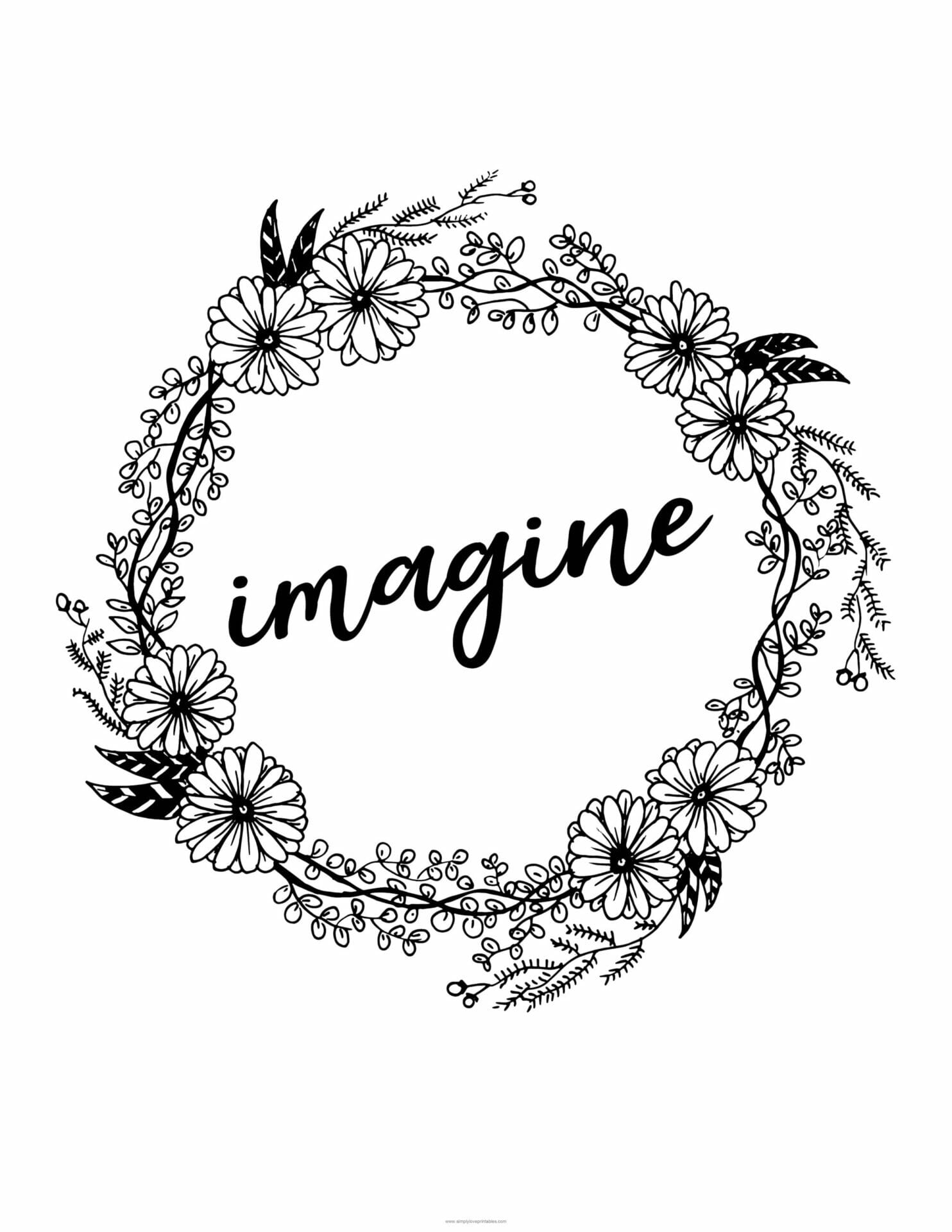 Free printable floral wreath coloring pages