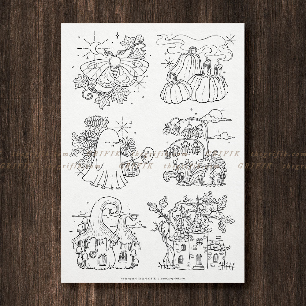 Spooky wreaths coloring pages â grifik