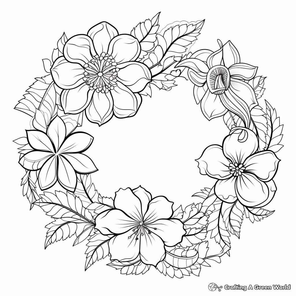 Flower wreath coloring pages